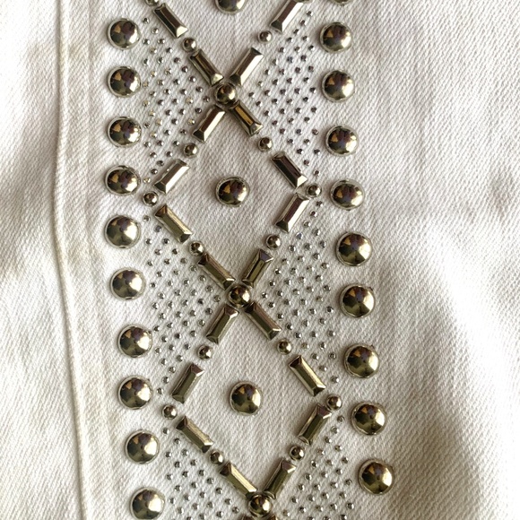 White AG Denim Studded Mini High Waist Skirt - Picture 4 of 8